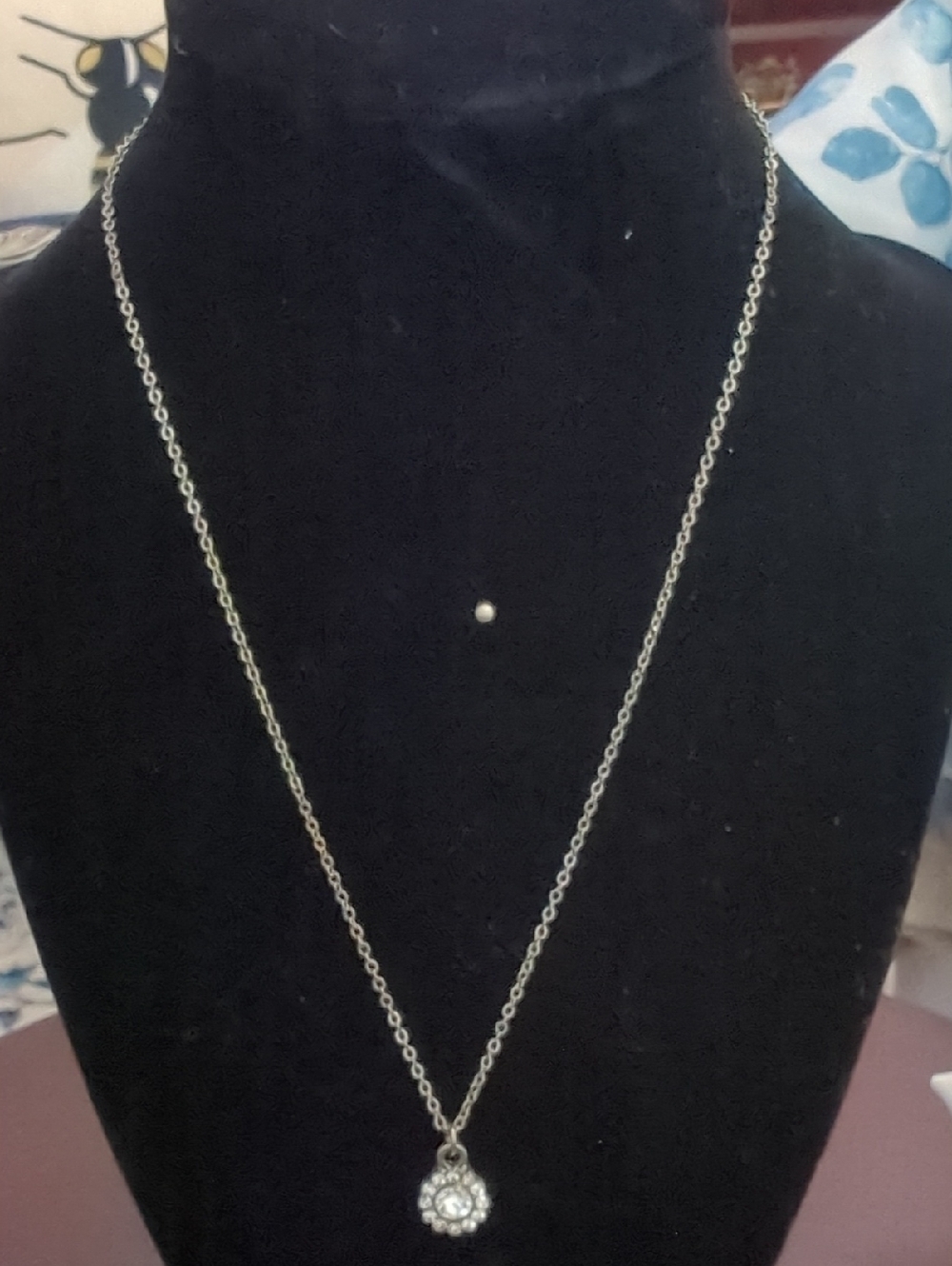 Silver Floral Crystal Pendant Necklace - Women's Jewelry